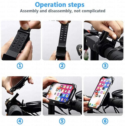 Silicone Bicycle Phone Holder - Universal Handlebar Mount for 4–6.5 Inch Smartphones & Motorcycles
