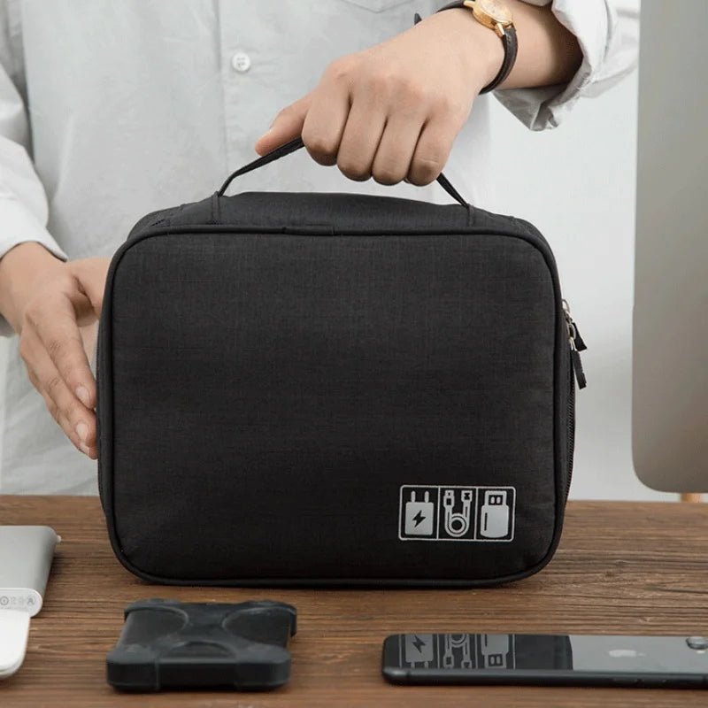 Waterproof Cable Storage Bag – Portable Travel Electronics Organizer for USB Cables, Chargers & Data Line Accessories