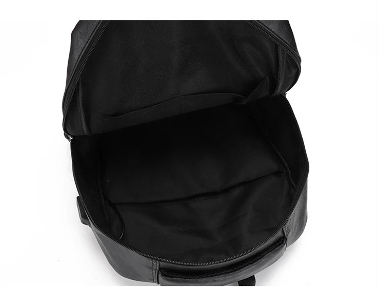 High-Quality USB Charging Backpack for Men – PU Leather Laptop Backpack for Teenagers & Boys, Large Schoolbag