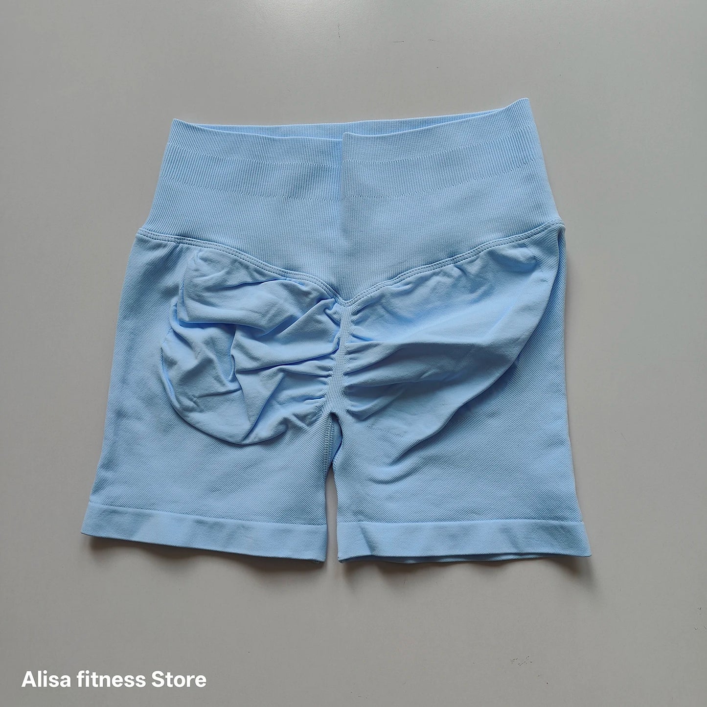 Summer High Waisted Yoga Shorts - Seamless Tummy Control Fitness Running Shorts with Solid Color Stretch Leggings Style