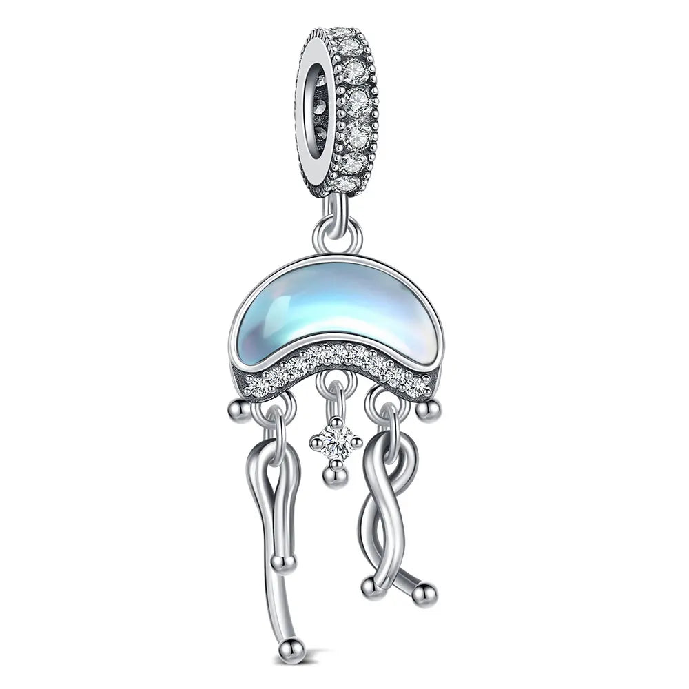 925 Sterling Silver Robot & Sea Turtle Charms Pendant — Moon Bead Bracelet Accessory, DIY Fashion Jewelry Gift for Women