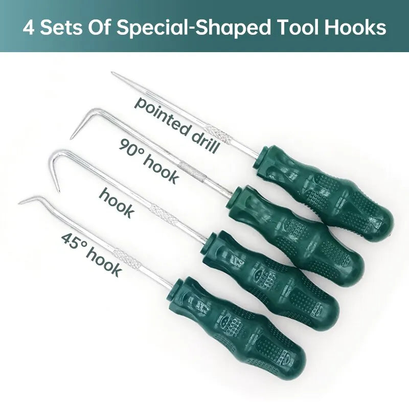 4Pcs Car Auto Oil Seal Screwdrivers Set - 160mm O Ring Gasket Puller Remover Pick Hooks, Multifunctional Vehicle Repair Tools