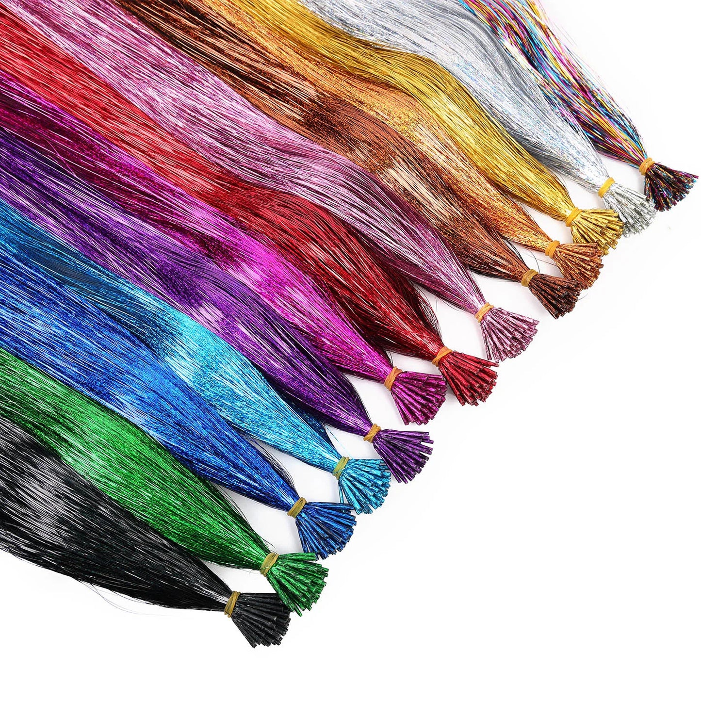 50PCS I-Tip Glitter Hair Extensions - Synthetic Fairy Tinsel Hair Strands for Women & Girls Party Hair Accessories