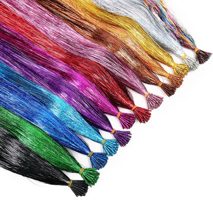 50PCS I-Tip Glitter Hair Extensions - Synthetic Fairy Tinsel Hair Strands for Women & Girls Party Hair Accessories