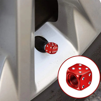 Aluminum Dice Tire Valve Caps - Dustproof Car, Truck, Motorcycle, Bike Wheel Stem Tyre Air Valve Covers