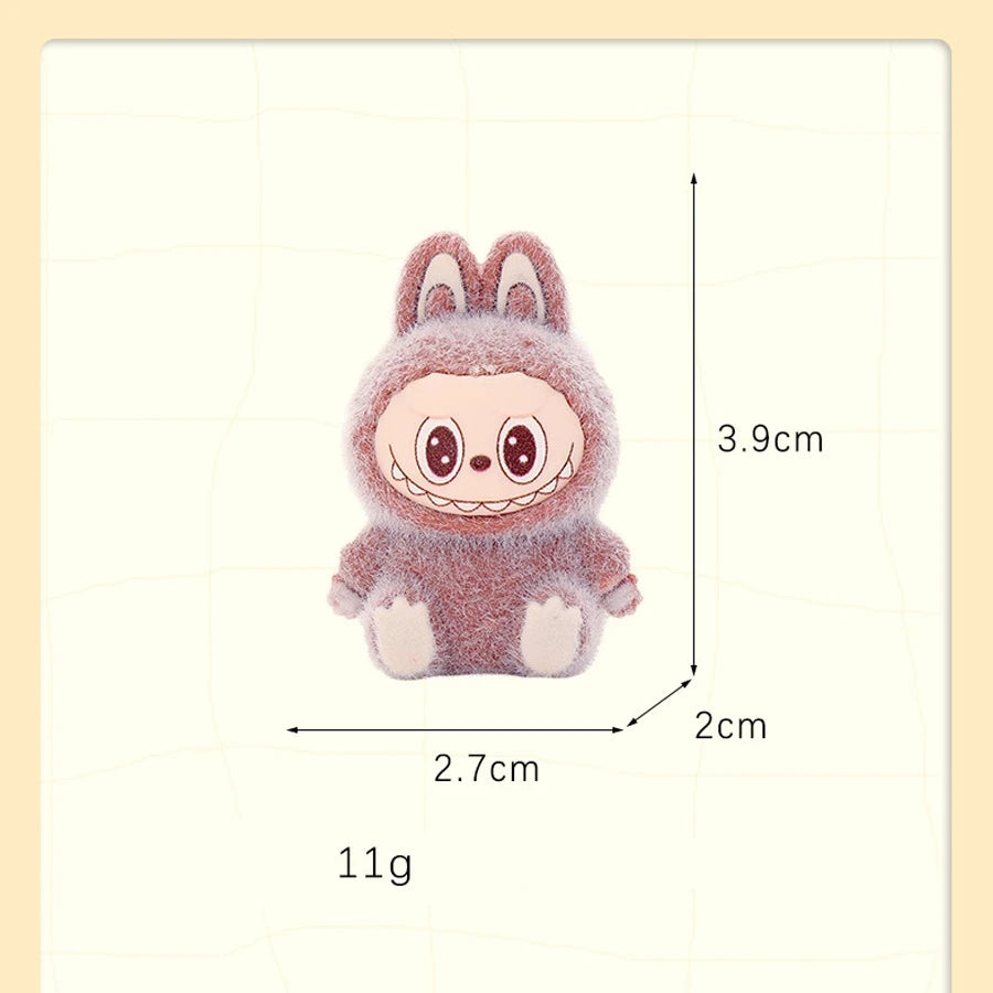 1/9PCS Labubu Cartoon Mini Flocking Doll Pendant – Cute DIY Kawaii Toy Gift Accessories