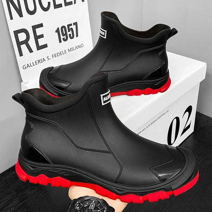 Men’s Waterproof Rain Shoes – Thickened Warm Rubber Short Boots for Work, Fishing & Kitchen Use