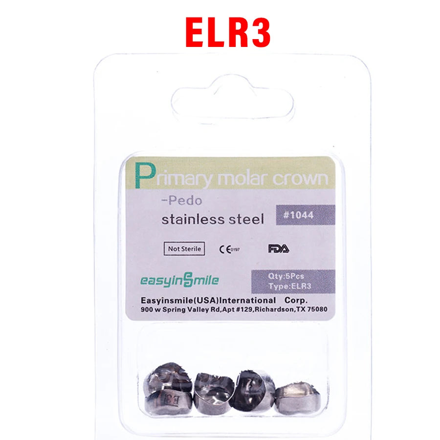 5PCS EASYINSMILE Kids Stainless Steel Dental Crowns – Primary Molar Teeth Refill D2-D7