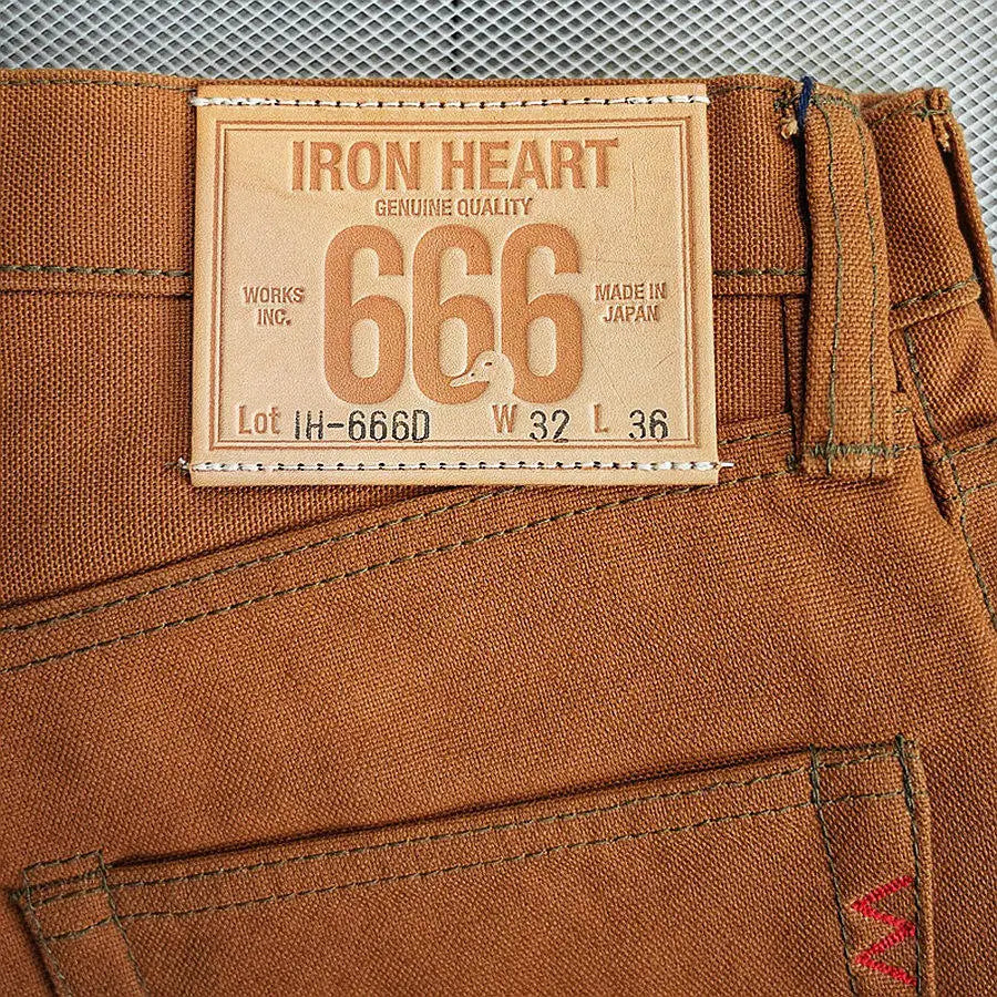 IRON HEART IH-666 Heavy Canvas Pants - 17oz Brown Cotton Logging Workwear Trousers