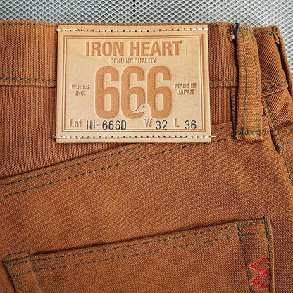 IRON HEART IH-666 Heavy Canvas Pants - 17oz Brown Cotton Logging Workwear Trousers