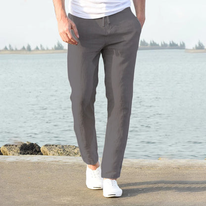 Men's Cotton Linen Pants – Breathable Solid Color Trousers for Autumn, Fitness & Streetwear, S-3XL