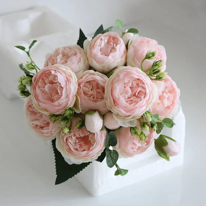 30CM Silk Peony Fake Roses – Artificial Flowers for Affordable New Year's and Christmas Decorations, Perfect for Home, Weddings, and Bridal Bouquets