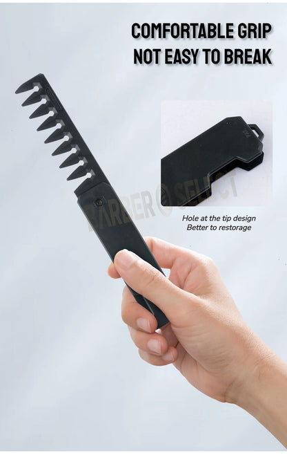 Newest 1/2/3-in-1 Portable Folding Comb – Wide Tooth Barber Clipper, Mini Beard & Hair Combing Styling Tool