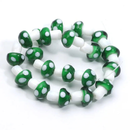 20pcs Lampwork Glass Mushroom Beads - Colorful Loose Beads for DIY Jewelry Making, Handmade Crafts & Accessories