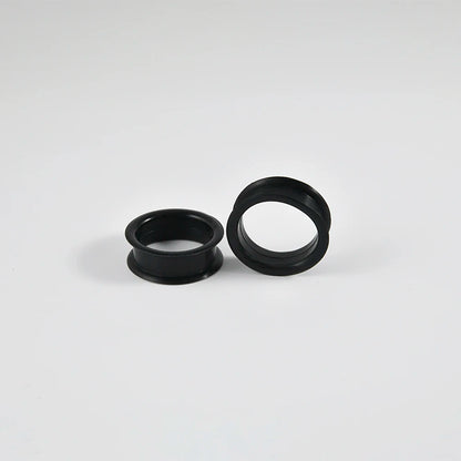 Pair of Supersize Black Silicone Double Flared Ear Tunnel Plugs — Flesh Gauge Expander Stretchers for Piercing