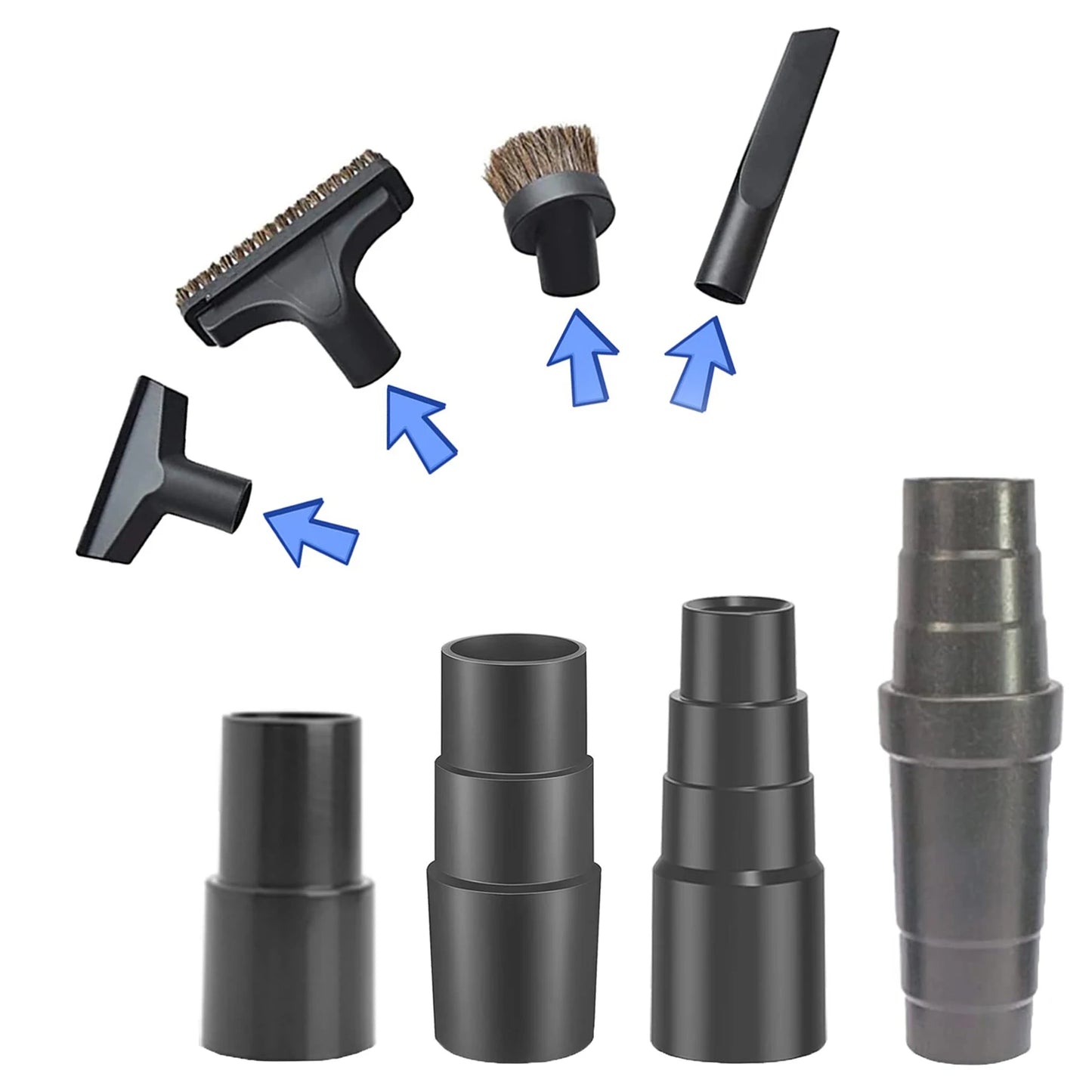 4pcs Vacuum Attachment Adapter Kit – 1 1/2 Inch to 1 1/4 Inch Pool Hose Converter for Vacext's Vacuum Hose