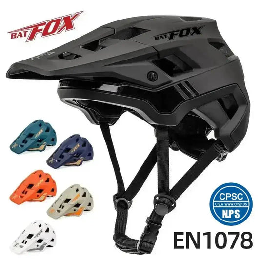 BATFOX Matte Black MTB Bike Helmet – Men's Mountain Bike Cycling Helmet Casco Ciclismo