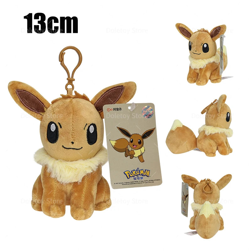 Original Pokémon Plush Keychain – Pikachu, Eevee, Charmander, Squirtle, Mew, Snorlax, Jigglypuff Cute Cartoon Doll Toy Gift for Kids