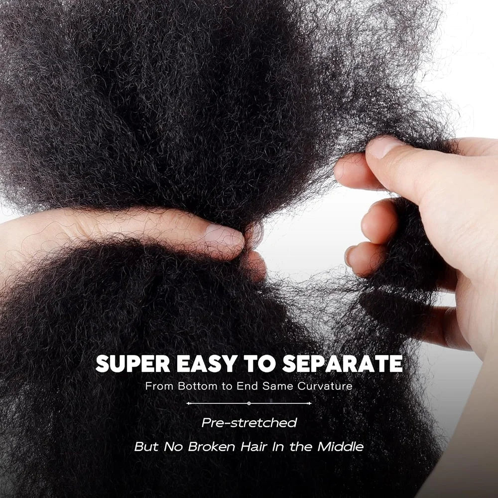 Afro Kinky Bulk Human Hair – 30g/pc Natural Black Brazilian Curly Hair for Braids & Dreadlock Extensions