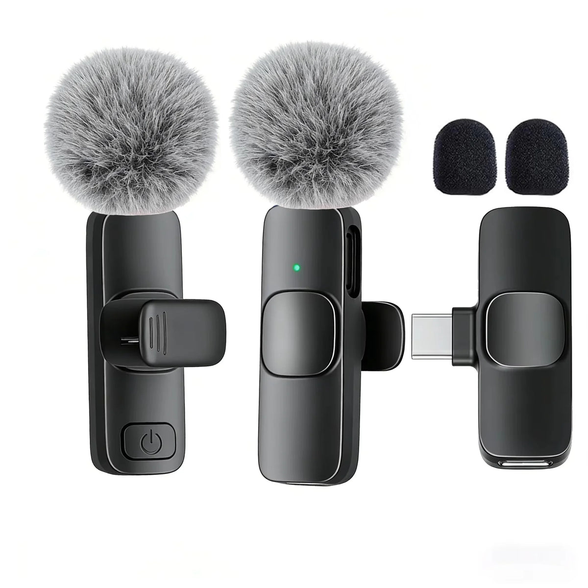 Mini Type-C Wireless Lavalier Microphone - Dual Person Noise Cancelling Audio Mic System for Recording & Streaming