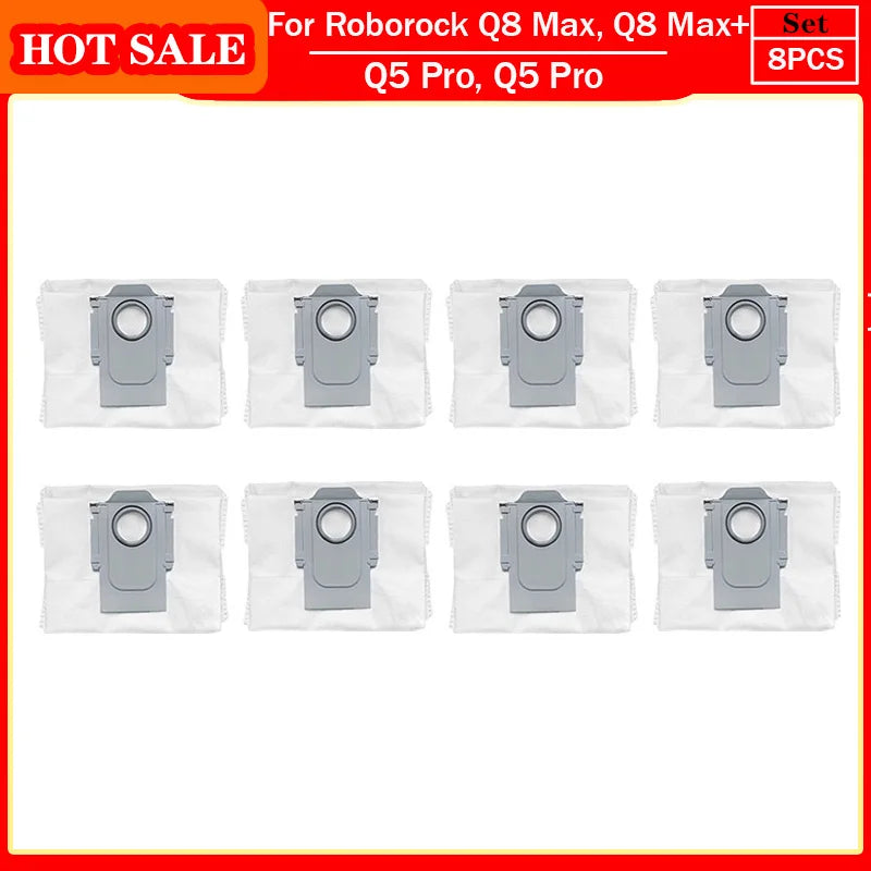 Roborock Q5 Pro & Q8 Max Replacement Parts – Main Brush, Side Brush, HEPA Filter, Mop & Dust Bag Accessories