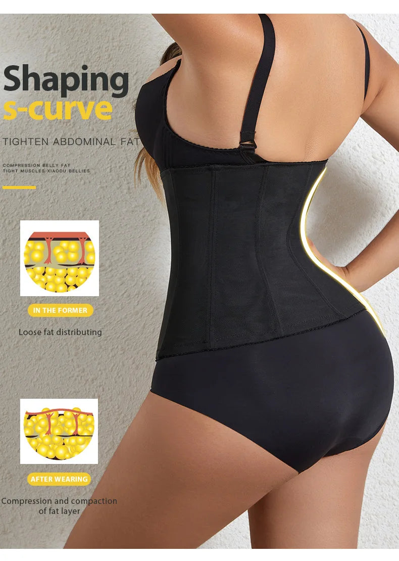 Women’s Slimming Waist Trainer Belt — Tummy Control Body Shaper, Fat Compression Girdle & Firm Corset Shapewear