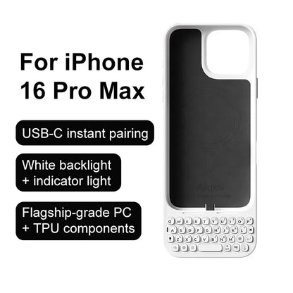 Magnetic Phone Case with Keyboard - All-in-One Wired External Keyboard Case for iPhone 16 Pro Max & 17 Pro Max