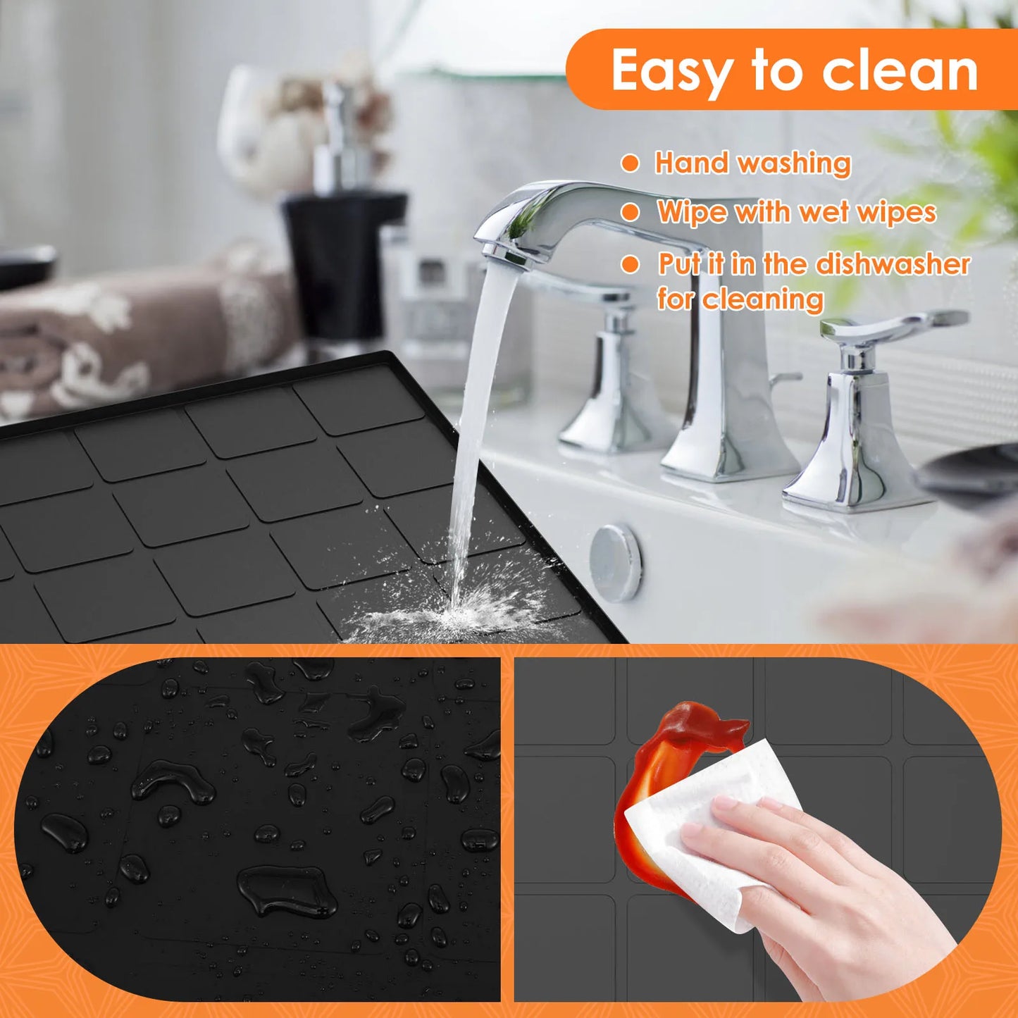 Mini Fridge & Appliance Silicone Mat 60x60cm – Non-Slip Drip Pan with Raised Edges for Floor Protection