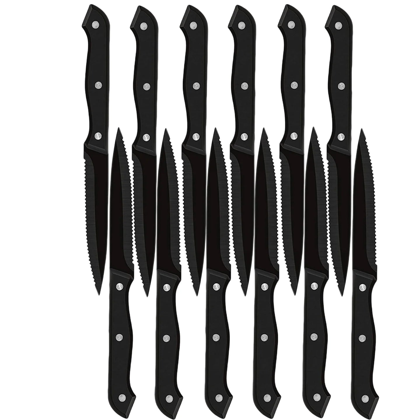 1/4/6/8/12-Pc Steak Knife Set – Full Tang Serrated Stainless Steel Knives for Beef, Bread & Restaurant Table Dinner Use