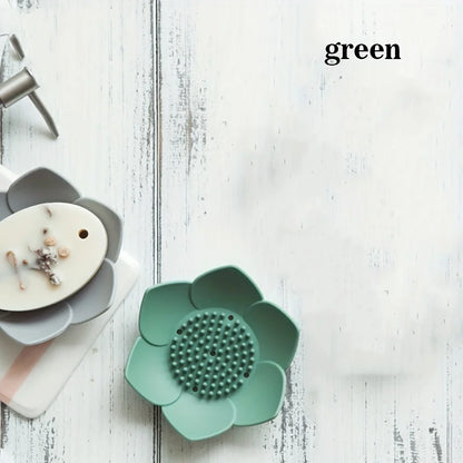 Lotus Design Soap Holder - Silicone Bathroom Soap Box with Drainage