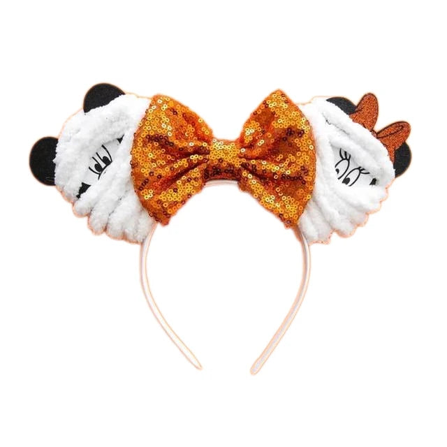 Mickey Mouse Ears Headband with Bow – Sequin Candy Cosplay Costume Party Accessory for Girls & Women, Christmas Gift