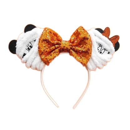 Mickey Mouse Ears Headband with Bow – Sequin Candy Cosplay Costume Party Accessory for Girls & Women, Christmas Gift