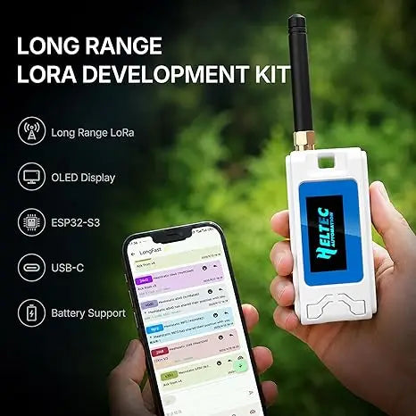 Heltec ESP32 LoRa V3 Development Kit - SX1262 CP2102 Board, Meshtastic & LoRaWAN Node with Protective Case and Antenna