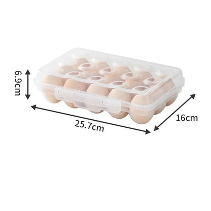 Portable Egg Storage Box - Plastic Refrigerator Egg Holder Tray with Lid for Fridge, Camping, Hiking & Outdoor Use