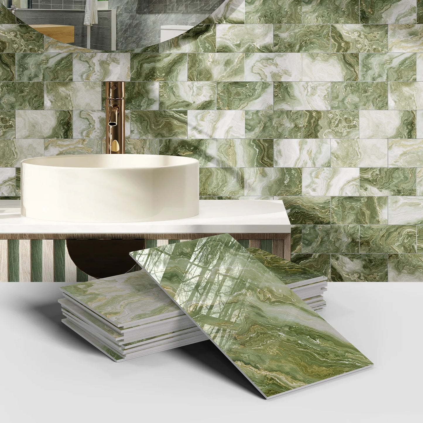 16PCS Marble Pattern Wall Stickers - Waterproof Oil-Proof PET Foam Kitchen Backsplash & Decorative Wallpaper Panels