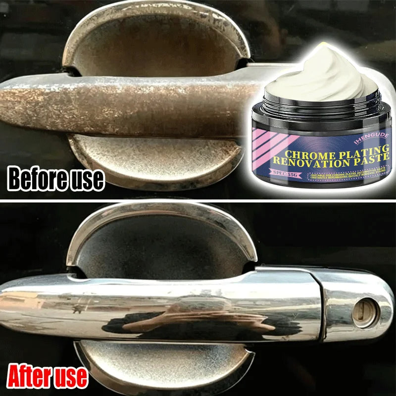 55g Chrome Plating Polish Paste – Metal Rust Remover & Shine Enhancer for Car Trim, Door Handles and Reflective Strips