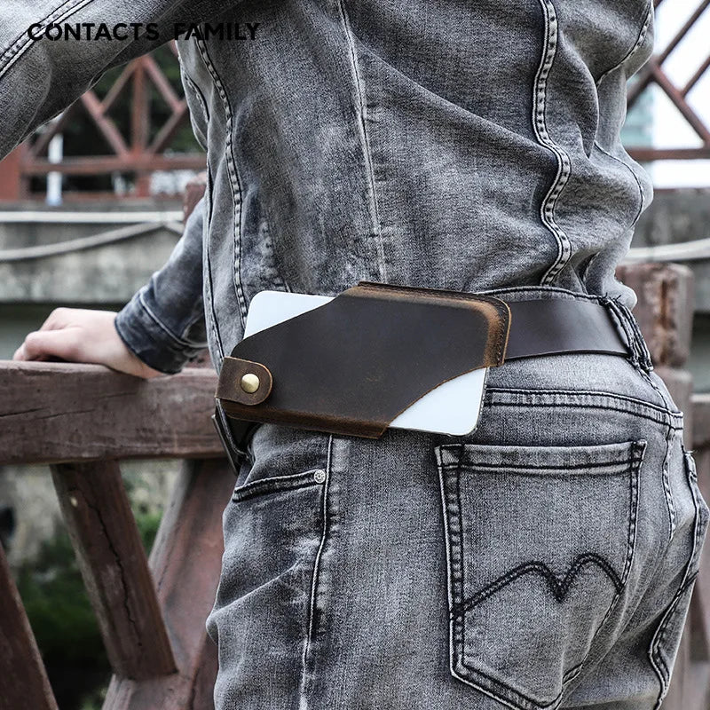 Men’s Leather Waist Bag – Phone Holster Pouch Wallet for 6.7" Smartphones