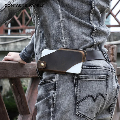 Men’s Leather Waist Bag – Phone Holster Pouch Wallet for 6.7" Smartphones