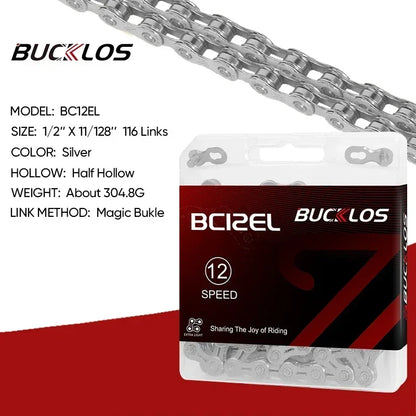 BUCKLOS MTB Bike Chain – 12 & 11 Speed Mountain & Road Bicycle Chain, Compatible with 8-12 Speed Cycling Parts