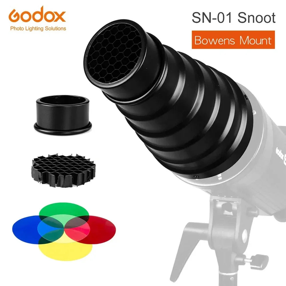 GODOX SN-01 Bowens Mount Large Snoot – Photography Studio Flash Light Fittings, Accessories for Godox S-Type, DE300, SK400 II