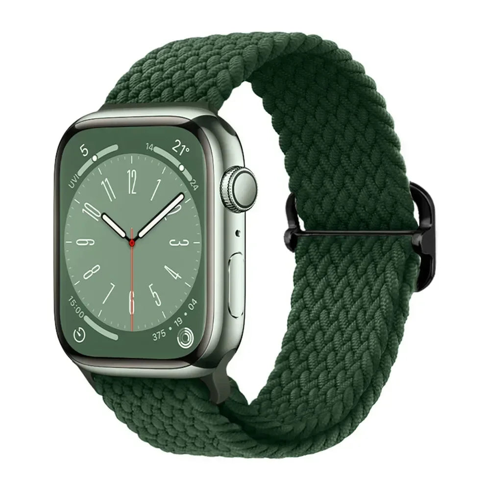 Braided Nylon Apple Watch Band – Adjustable Sport Strap Compatible with Ultra 2, Series 10/9/8/7/6/SE (40–49mm) Wrist Bracelet
