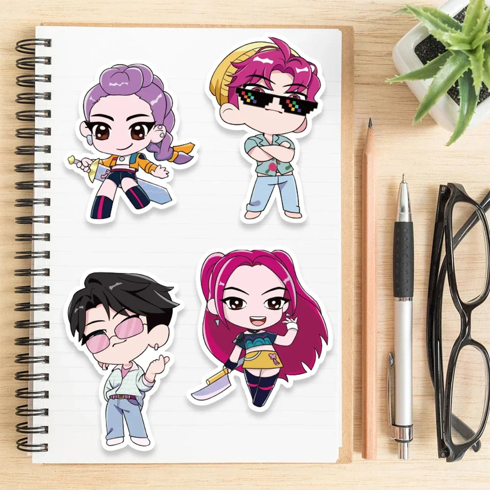 MINISO Kpop Demon Hunter Stickers — 8/32 Sheets Huntrix Scrapbook, Phone, Notebook Decoration & Party Favors Gift