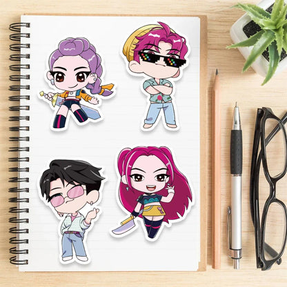 MINISO Kpop Demon Hunter Stickers — 8/32 Sheets Huntrix Scrapbook, Phone, Notebook Decoration & Party Favors Gift