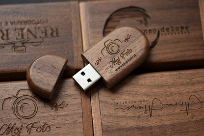 Custom Logo Wooden USB 2.0 Flash Drive with Box – 4GB 16GB 32GB 64GB Memory Stick for Wedding Photography Gifts
