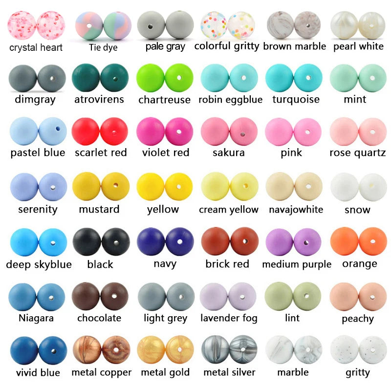 LOFCA Silicone Teething Beads - 20pcs 15mm Round Baby Chew Beads for DIY Teether Toys Infant Accessories