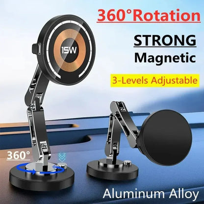 Magnetic Wireless Car Charger Stand – Fast Charging Mount & Phone Holder for MagSafe iPhone 15/14/13/12 Series