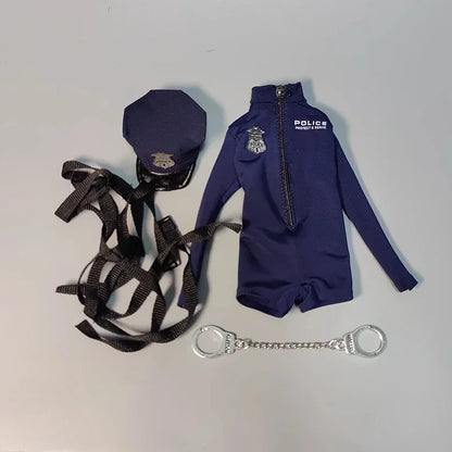 1/6 Scale Female Police Officer Outfit - Bodysuit Jumpsuit & Hat Accessories for 12" Action Figures