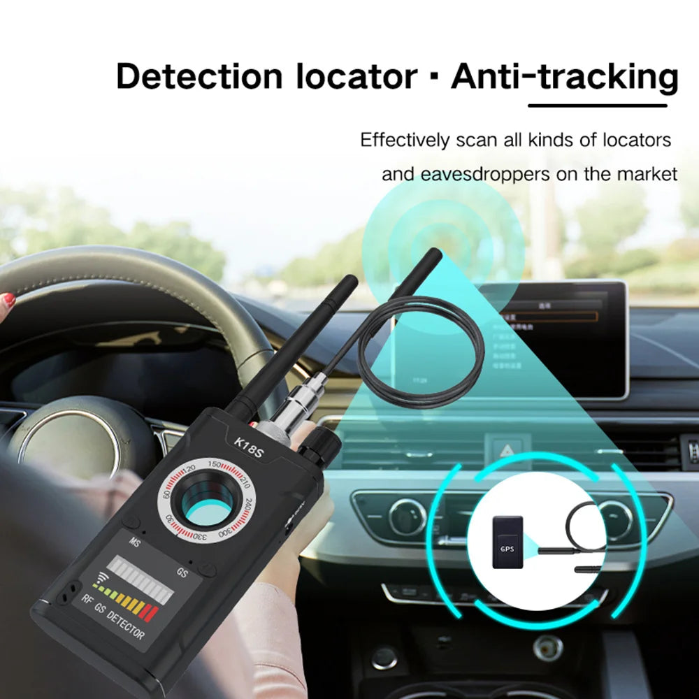 K18S Reverse Camera & GPS Signal Detector – GSM Audio Bug Finder RF Tracker Anti-Spy Scanner Security Device
