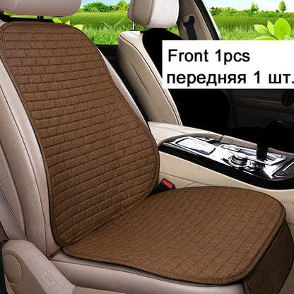 Universal Car Flax Seat Cushion Protector - Front and Rear Seat Cover Pad with Backrest Mat for Automotive Interiors