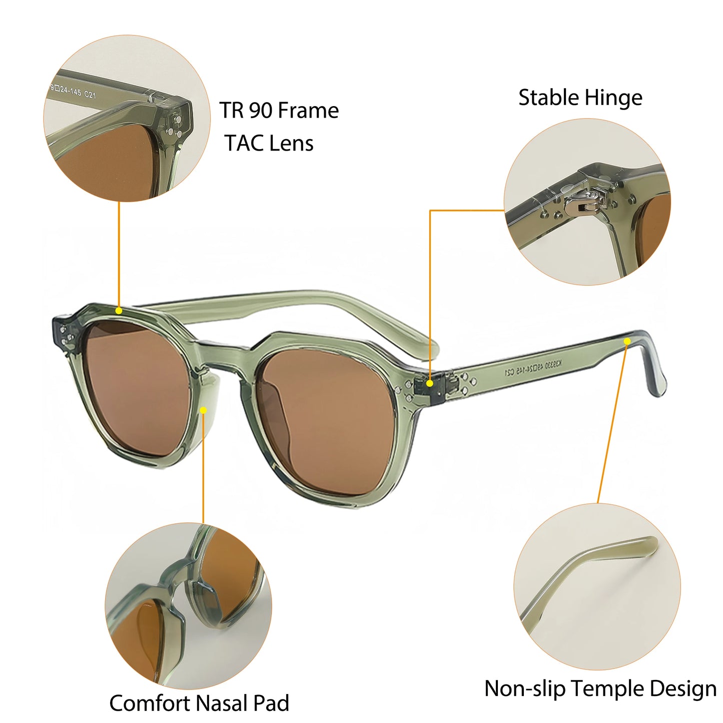 CATERSIDE Retro Polarized Sunglasses – Ultralight TR90 Frame Polygon Style for Men & Women, High-Quality Travel Eyewear